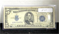 1934C $5 dollar silver certificate