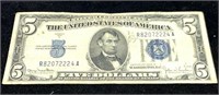 1934D 5 dollar silver certificate