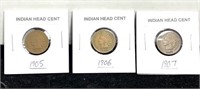 1905, 1906, 1907 Indian head Cents