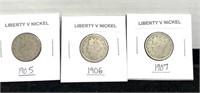 1905, 1906, 1907 liberty V Nickels