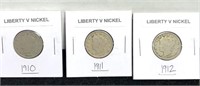 1910,1911,1912 Liberty V Nickels