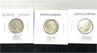 1926 1927 1930 buffalo nickels