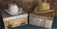 Two vintage resist all cowboy hats 7 3/8