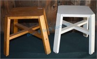 Oak step stool & white painted step stool