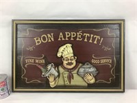 Affiche en bois Bon Appetit, 27"x18"