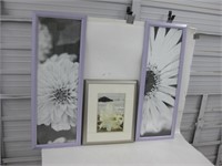 3 Framed Floral Photo Prints - 14" x 38" Largest