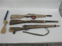 4 Wood Stock Toy Rifles - 29" Longest