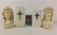 Sculptures de Ste-Vierge Marie & Jésus en résine &