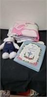 Children's cloth books with baby blanket and teddy