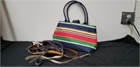 Colorful purse with belts