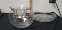 Crystal legends bowl with two other glass bowls