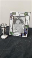 Lead picture frame with candle holder