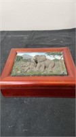 9”x3” elephant box with jewelry
