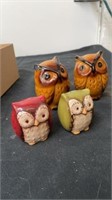 2 sets of owl salt and pepper shakers