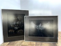 Framed Tiger and Crane Art 20.5” x 16.5”
