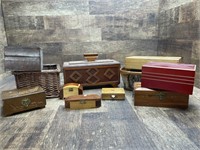 Wood Boxes and Baskets - 12.5” x 5.5” x 8” and