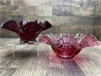 Pink and Glass Bowls 10.5” and 9”