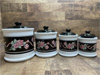 Black and White Rose Canister Set