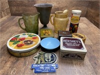 Pitchers, Vase, Tins, and More - 10” Tall and