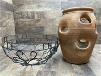 Terracotta Pot and Wire Hanging Basket 14”