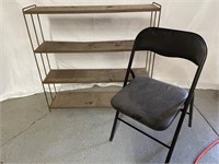 Metal Shelf and Folding Chair 37"x9"x36"