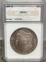 1880 - S Morgan silver dollar US coin NGS graded