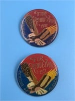 Lot of 2: 1981 fur Rondy pins, one has the front l