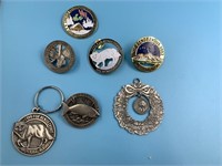 Lot of 7 fur Rondy collectibles, fur Rondy pins 19