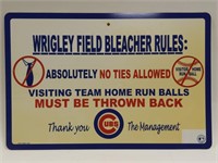 Wrigley Field Bleacher Rules Sign 
Measures