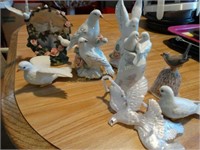 Ceramic bird figurines tallest is 8"