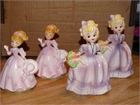 4 Porcelain dolls marked Inarco Japan tallest is