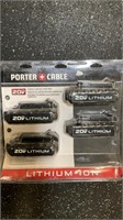 Porter Cable Lithium Ion 20V Batteries- 4 Pack