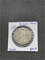 Rare 1920 Canada 50 Cents SILVER Coin