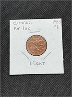 Nice 1985 Canada Proof Like 1 Cent Coin KM132