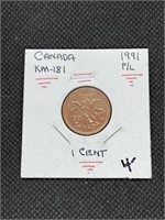 Nice 1991 Canada Proof Like 1 Cent Coin