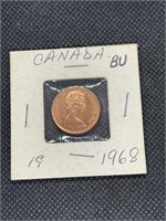 Rare 1968 Canada Brilliant UNC  1 Cent Coin