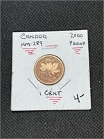 Nice 2000 Canada Proof Like  1 Cent Coin
