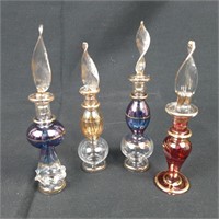 Four Piece Delicate Glass Perfume Bottle Set