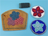 4 Hand beaded accessories:  3 drink coasters, ligh