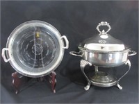 A Silver Plate Chafing Dish and Pie Plate