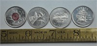 4 Canada collectible 25 cents coins - info