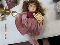 Ceramic Doll music box purple dress