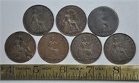 7 Great Britain one penny coins