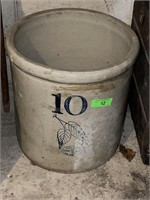 10 GAL. RED WING BIRCH LEAF CROCK CRACKED/CHIPPED