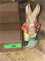 VINTAGE PAPER MACHE BUNNY WITH PIPE 8" TALL