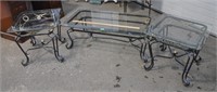 Wrought iron, glass tables set - info
