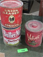 BL- VINTAGE COFFEE & TOBACCO TINS-  BUTTER-NUT>>>