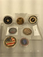 8 Police/ Military Challenge coins with Stand