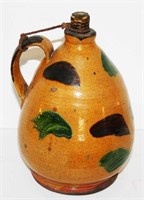 Shooner 8"H Redware Decorated Handled Jug 1996