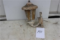 VINTAGE CAST IRON AND LEADED GLASS LIGHT FIXTURE